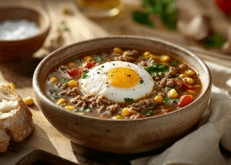 Minced Beef And Egg Pira Caldo Soup