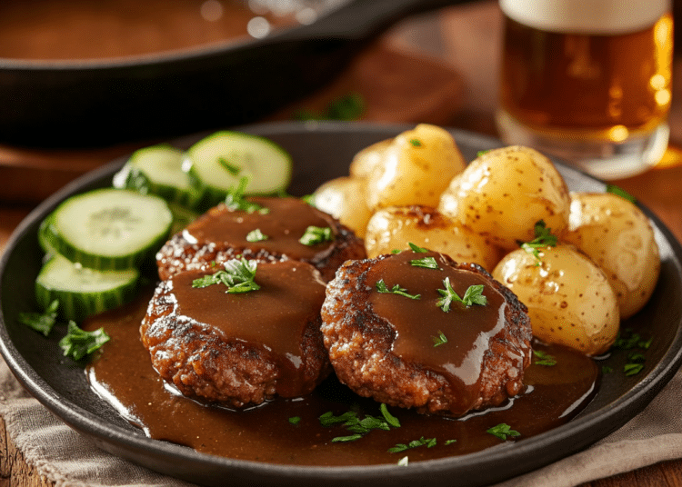 Danish Comfort Food: Savory Beef Patties With Rich Gravy 1 Minced Beef Danish Stegt Hakkebøf