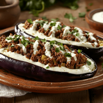 Beef Mince And Yogurt Stuffed Eggplant
