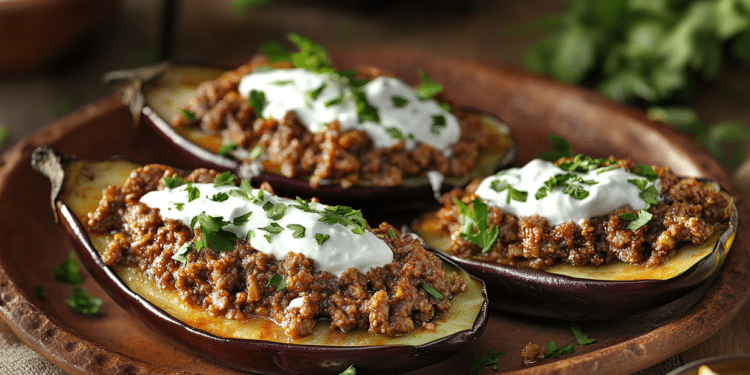 Spiced Beef And Yogurt Stuffed Eggplant Delight 6 Beef Mince And Yogurt Stuffed Eggplant