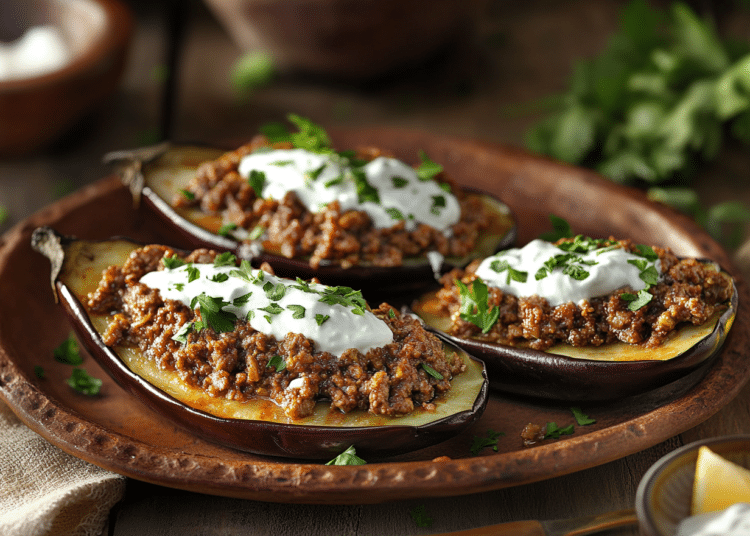 Beef Mince And Yogurt Stuffed Eggplant