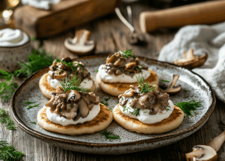 Minced Veal And Mushroom Blini