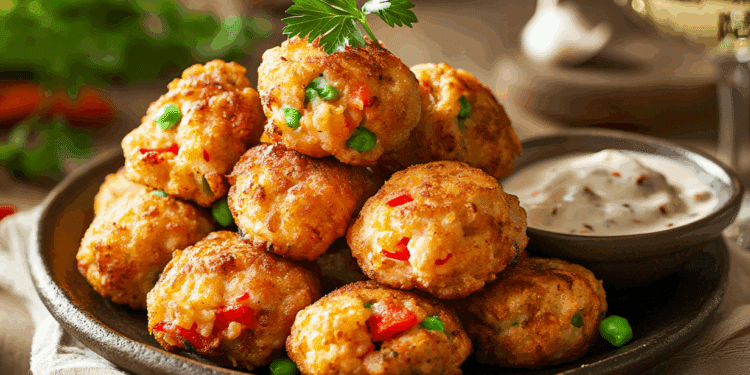 Crispy Spanish-Inspired Chicken Paella Fritters Delight 2 Crispy Spanish Inspired Chicken Paella Fritters Delight