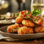 Crispy Spanish-Inspired Chicken Paella Fritters Delight