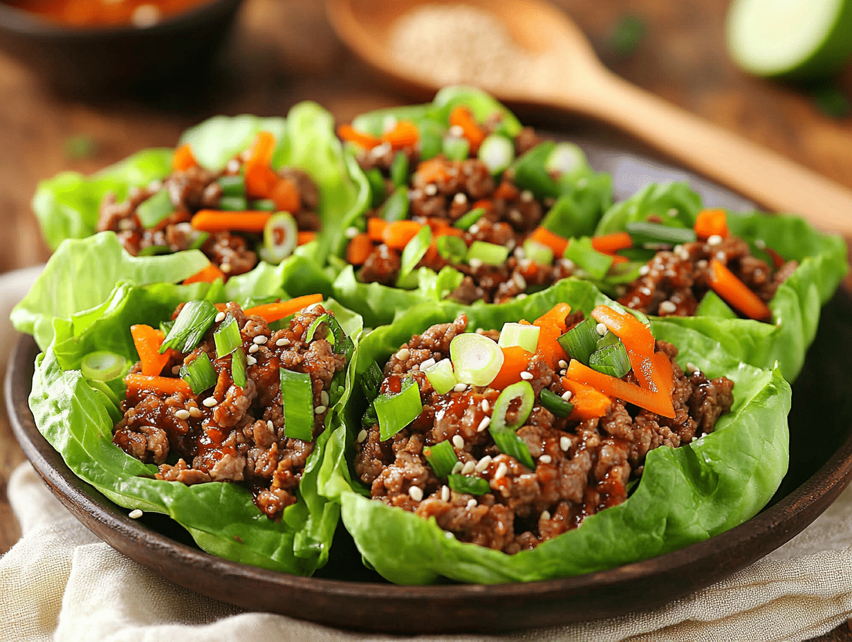 Spicy Sweet Beef Mince in Crisp Lettuce Cups
