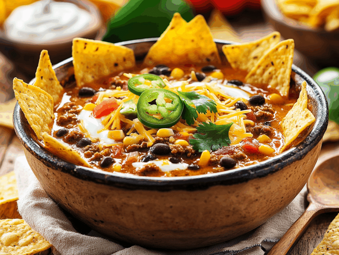 Tex Mex Beef Mince Nacho Soup