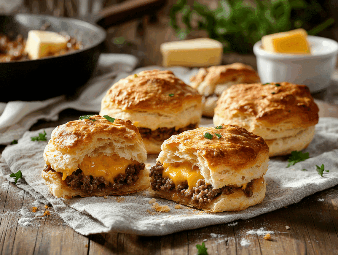 Beef Mince And Cheddar Stuffed Biscuits