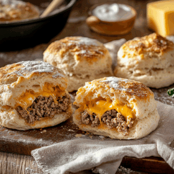 Beef Mince And Cheddar Stuffed Biscuits
