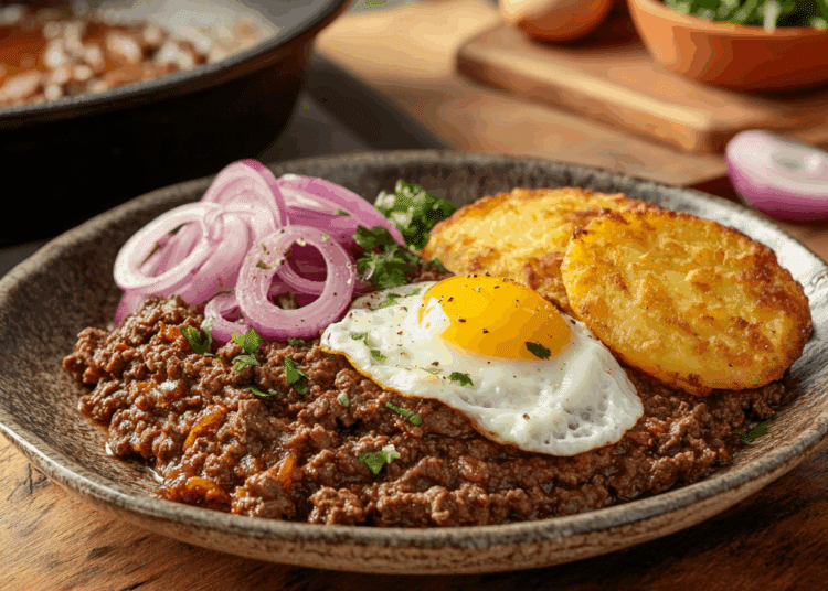 Ecuadorian Minced Beef With Llapingacho Topping