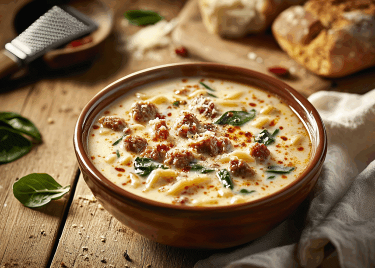 Creamy Parmesan Italian Sausage Ditalini Soup