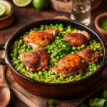 Peruvian Chicken Rice with Green Sauce
