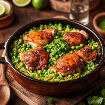 Peruvian Chicken Rice With Green Sauce