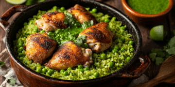 Peruvian Chicken Rice With Green Sauce