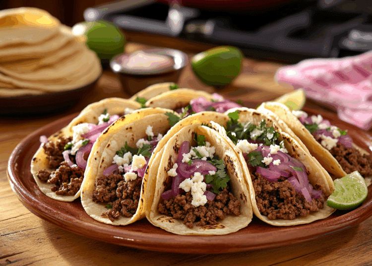 Beef Mince Tacos With Quick Pickled Onions