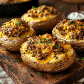Minced Venison And Herb Stuffed Potatoes