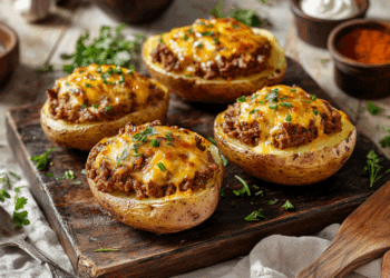 Minced Venison And Herb Stuffed Potatoes