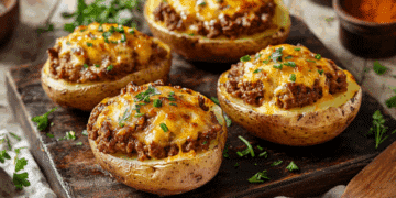 Minced Venison And Herb Stuffed Potatoes