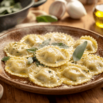 Rustic Pork And Spinach Ravioli With Sage Butter 2 Pork Mince And Spinach Ravioli