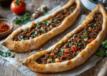 Turkish Beef Mince Pide (Flatbread)
