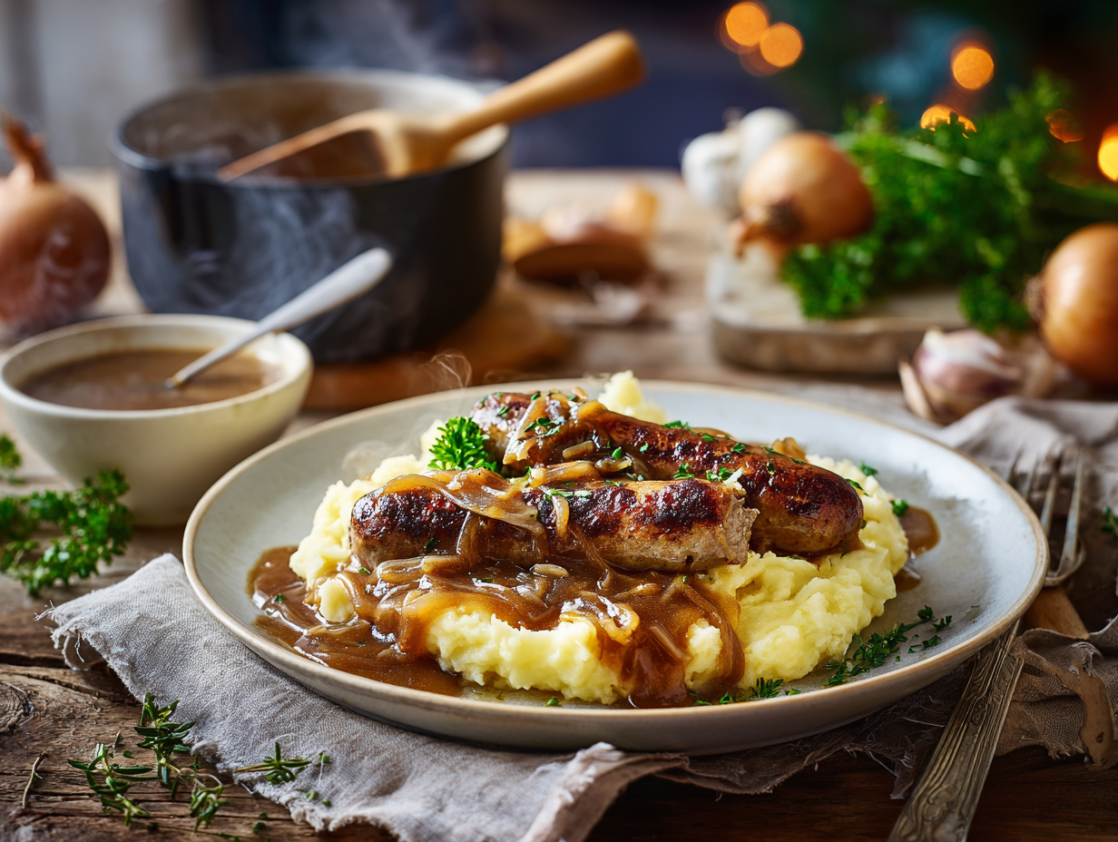Pork And Minced Beef Bangers And Mash