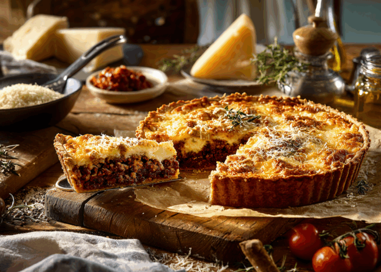 Greek Beef Mince Moussaka Tart