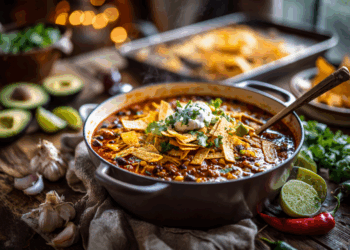 Spicy Beef Mince Tortilla Soup