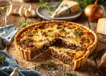 Beef Mince And Roquefort Quiche
