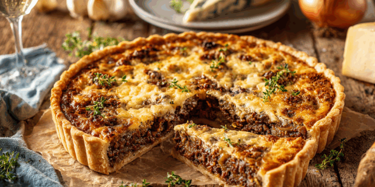 Beef Mince And Roquefort Quiche