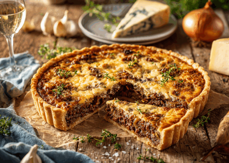Beef Mince And Roquefort Quiche