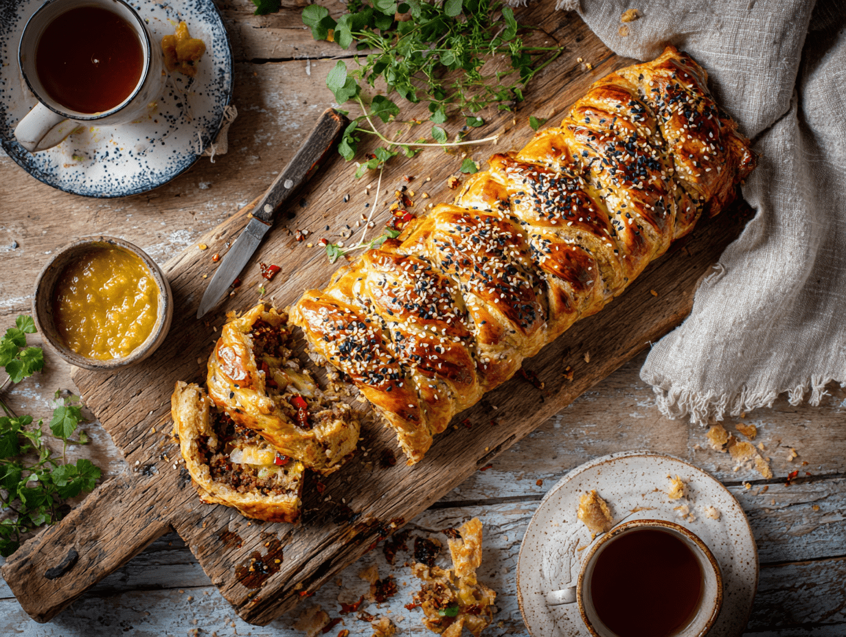 Chilli Mince Pork Sausage Plait