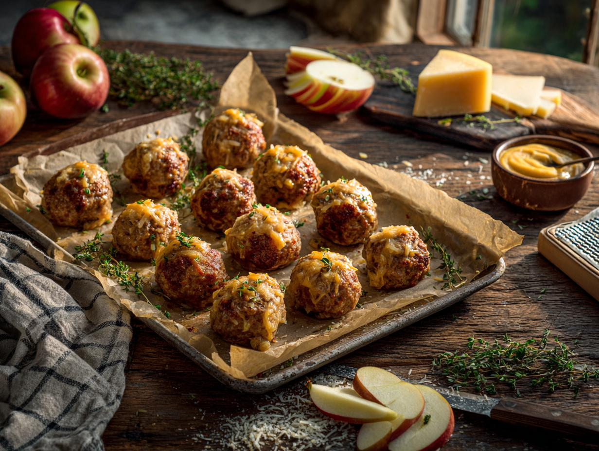 Pork Apple Cheddar Meatballs