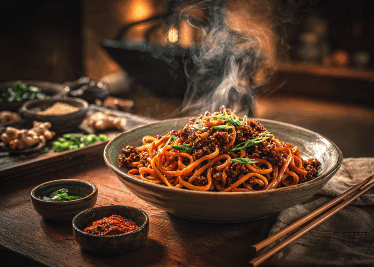 Spicy Beef Mince And Sesame Noodles