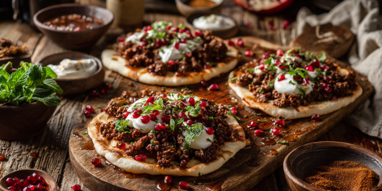 Beef Mince And Pomegranate Flatbreads