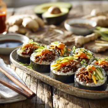 Beef Fusion Sushi Rolls 2 Beef Mince Sushi Rolls With Spicy Mayo2