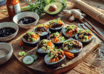 Beef Mince Sushi Rolls With Spicy Mayo