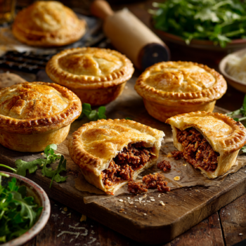 Minced Beef And Cheese Pies With Watercress Salad
