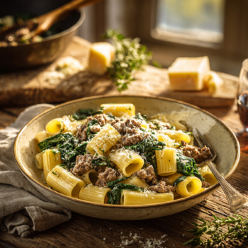 Creamy Beef Mince And Spinach Pasta
