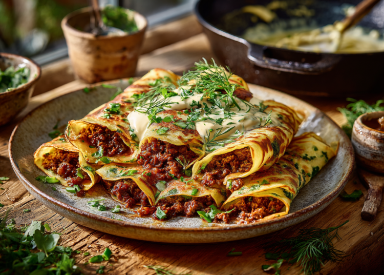Beef Mince And Herb Pancakes