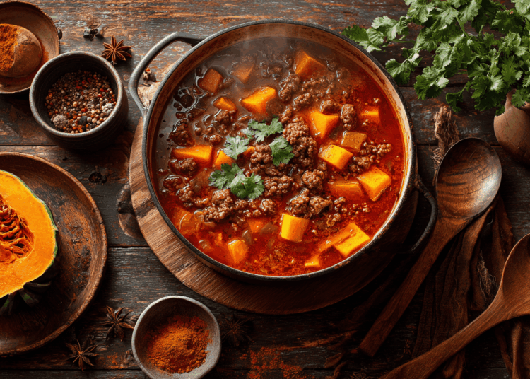 Spicy Minced Lamb Quibebe Pumpkin Stew