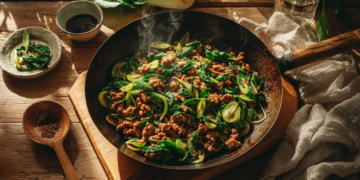 Pork Mince And Pūhā Stir Fry