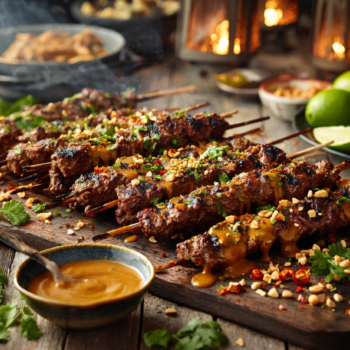 Minced Lamb And Peanut Satay Skewers