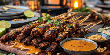 Minced Lamb And Peanut Satay Skewers