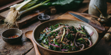 Minced Lamb And Puha Stir Fry