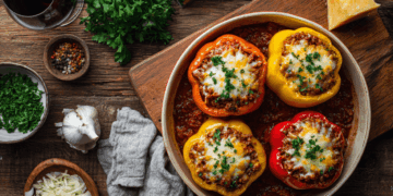 Spicy Beef Mince Stuffed Bell Peppers