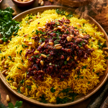 Lamb Mince With Saffron Rice Pilaf