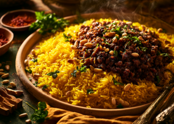 Lamb Mince With Saffron Rice Pilaf