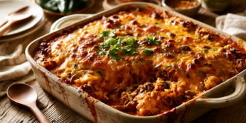 Beef Poblano Pepper &Amp; Rice Casserole