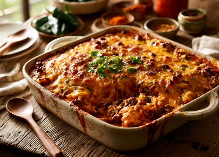 Beef Poblano Pepper &Amp; Rice Casserole