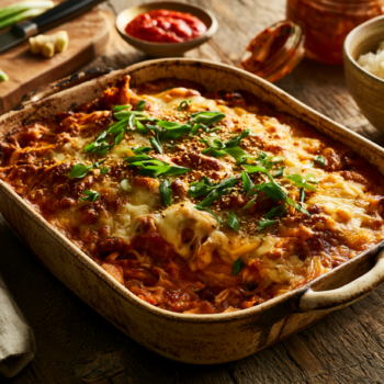 Spicy Kimchi Beef Casserole