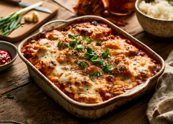 Spicy Kimchi Beef Casserole